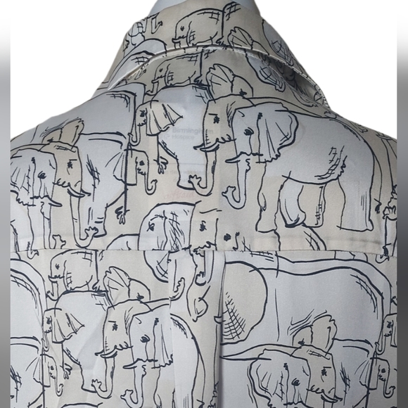 Zara Oversized Elephant Print Shirt Size M Satin Blouse White & Ivory BNWOT - Picture 7 of 8